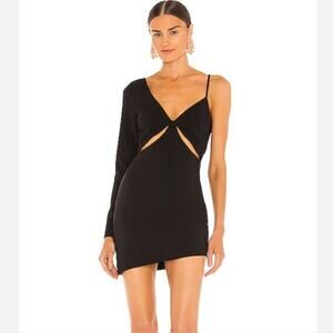 NBD Tobias Black One Shoulder Cut Out Mini Dress Asymmetric Revolve Small